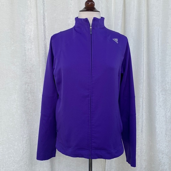 Adidas Climalite Purple Mock Neck Zip Up Training Jacket - Picture 1 of 11